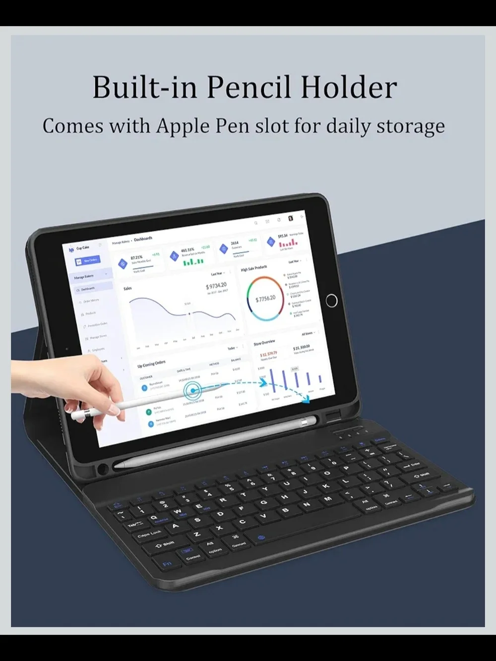 iPad 9th Generation Case with Keyboard 10.2 inch, Magnetic Detachable Wireless